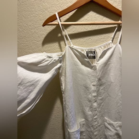 NWOT Reformation Square Neckline Midi Length Button Up White Linen Dress Size S - Picture 7 of 10